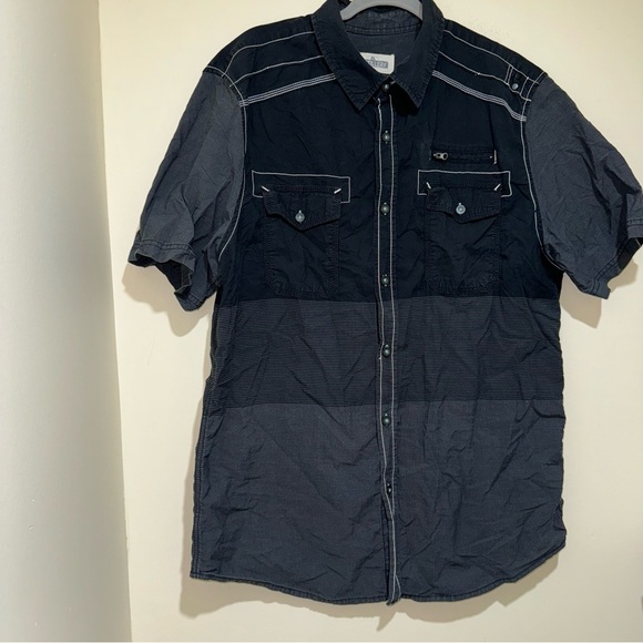 Men’s Distillery Brand Y2K Contrast Slight Grey Black Button Down Polo Size: XL - Picture 3 of 10
